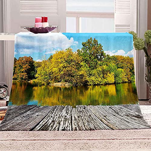 Couverture flanelle douce lit canapé motif forêt 3D haute qualité