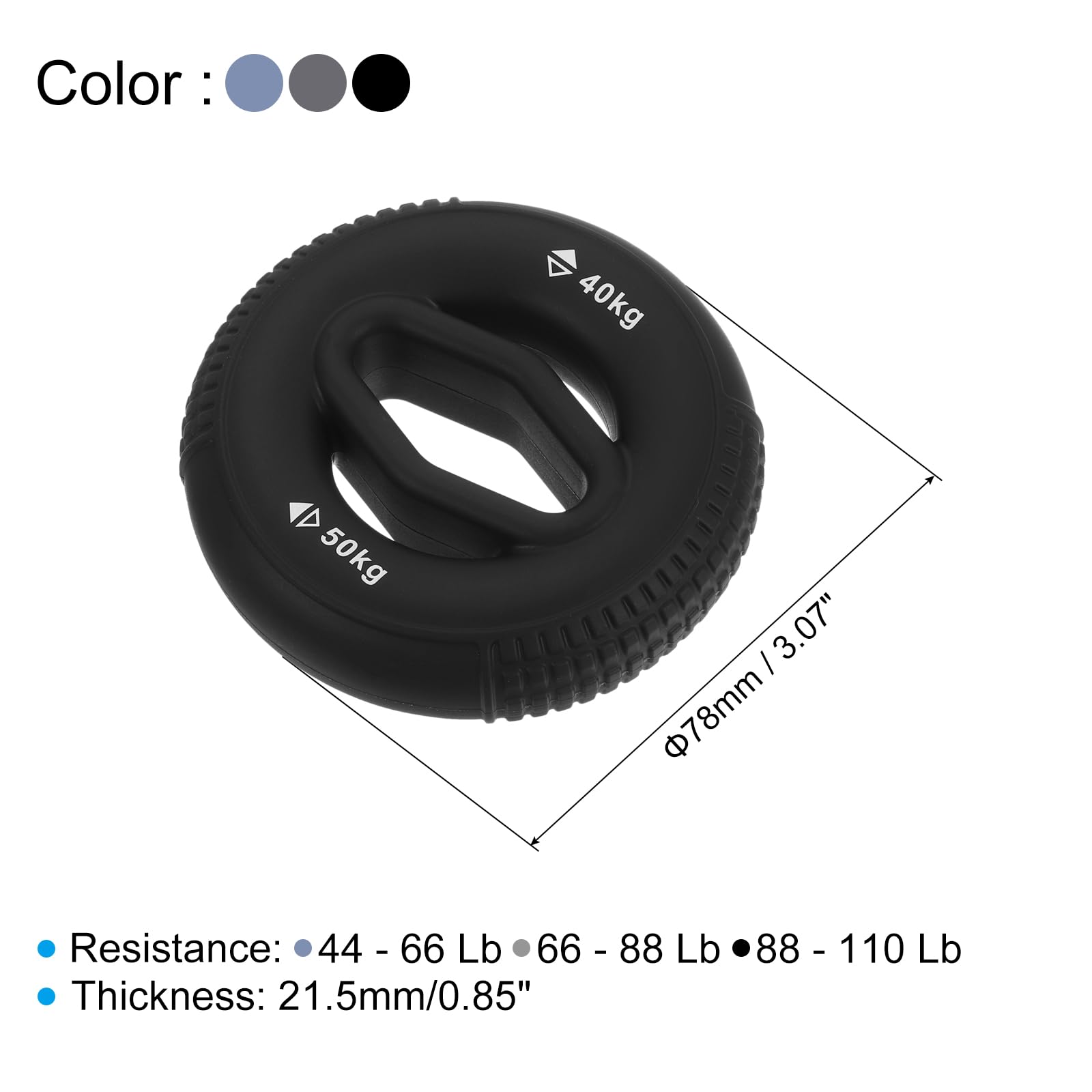 uxcell Hand Grip Strengtheners, 20-30/30-40/40-50kg Silicone Grip Strength Training for Rock Climbing, 1 Set