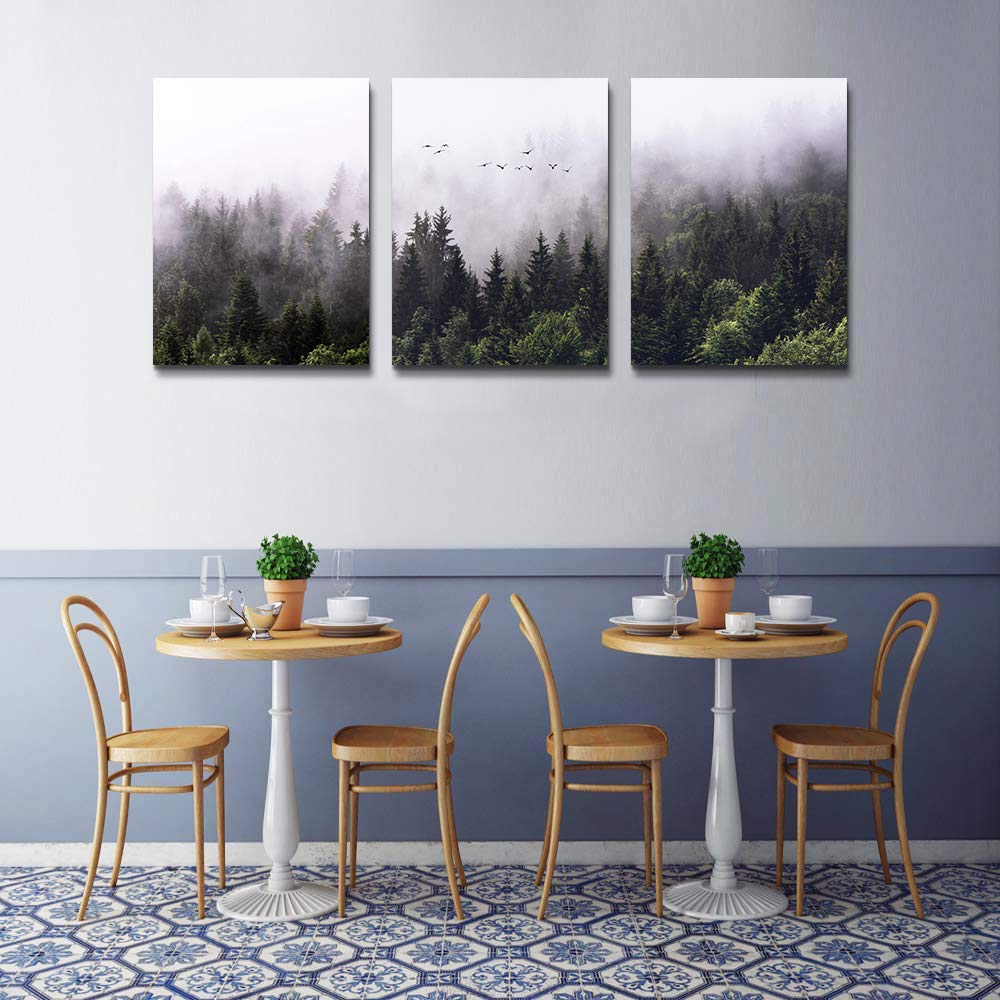 Canvas Wall Art for living room bathroom Wall Decor for bedroom kitchen artwork Canvas Prints forest Landscape painting 16" x 24" 3 Pieces Modern framed office Home decorations family picture