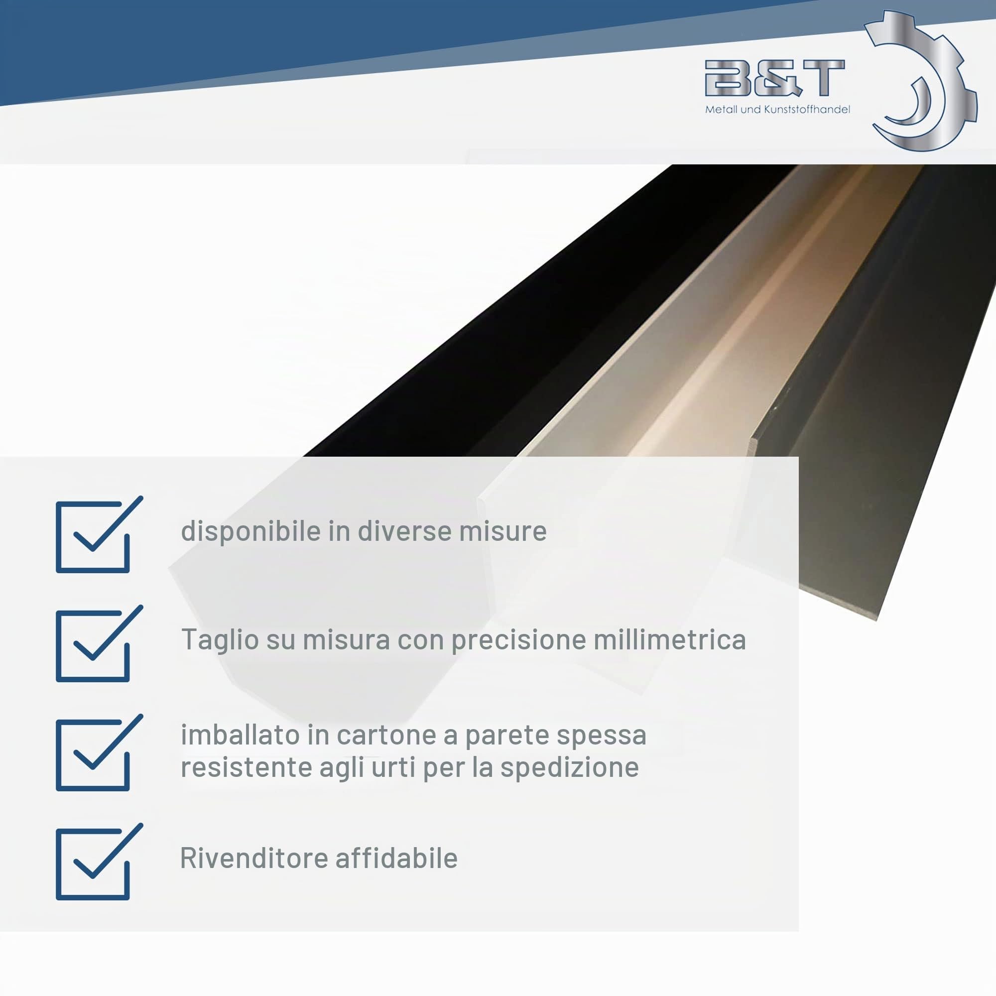 B&T Metall angolo di alluminio verniciato a polvere, 50 x 30 x 2 mm, profilo angolare bianco RAL 9016, lunghezza di 200 cm