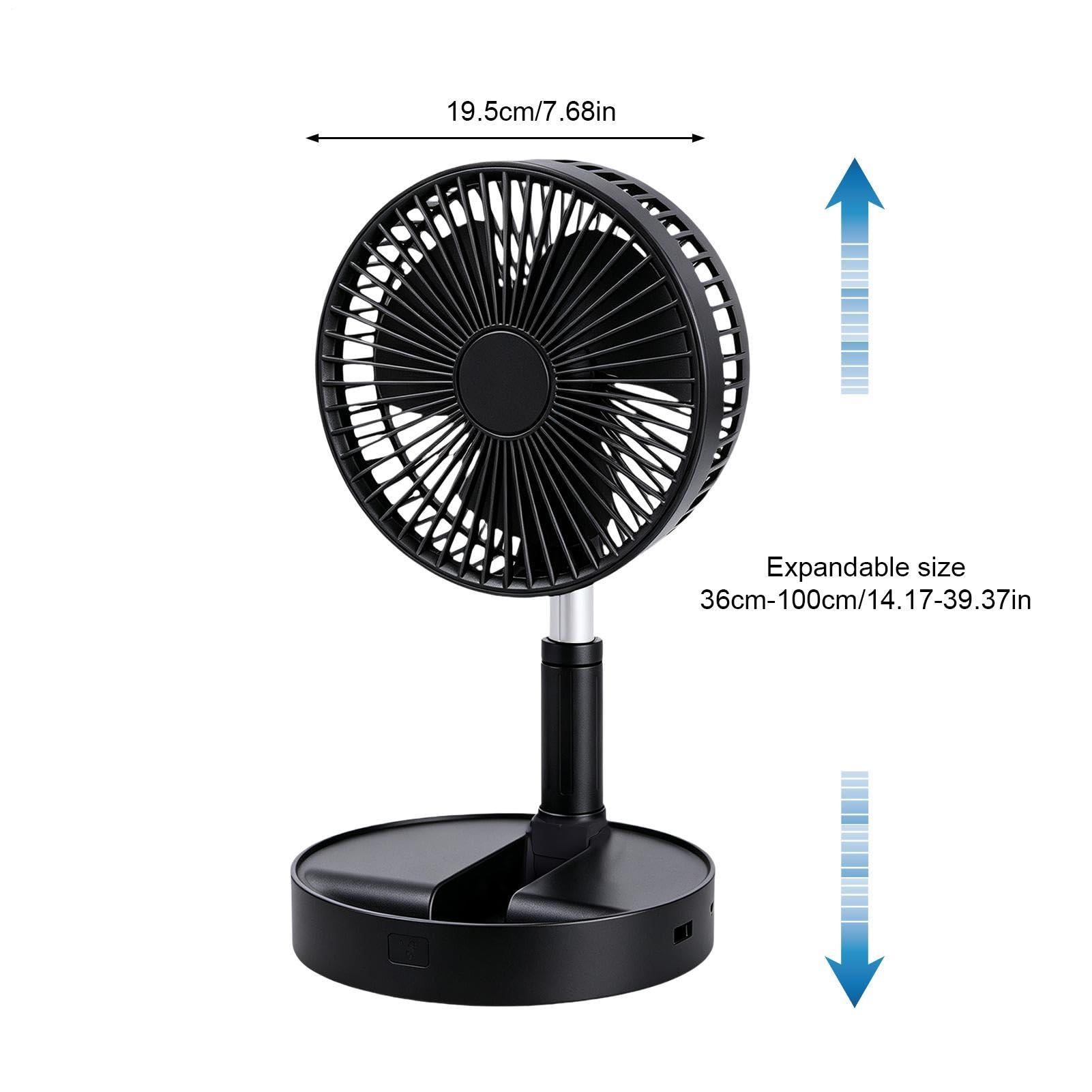 Ventilatore Portatile Da Terra Inclinazione a 185 gradi e flusso d'aria | Ventilatore Portatile Pieghevole Silenzioso Per Camera per campeggio viaggio tenda cucina ufficio casa esterno