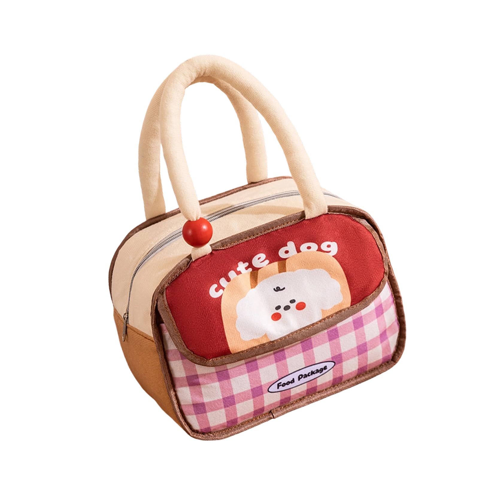 Tsophreniq Multiple Compartment Insulated Lunch Bag for Organized Storage Cartoon Themed Flannel Construction Handy for Snacks Outdoor Lunch Bag