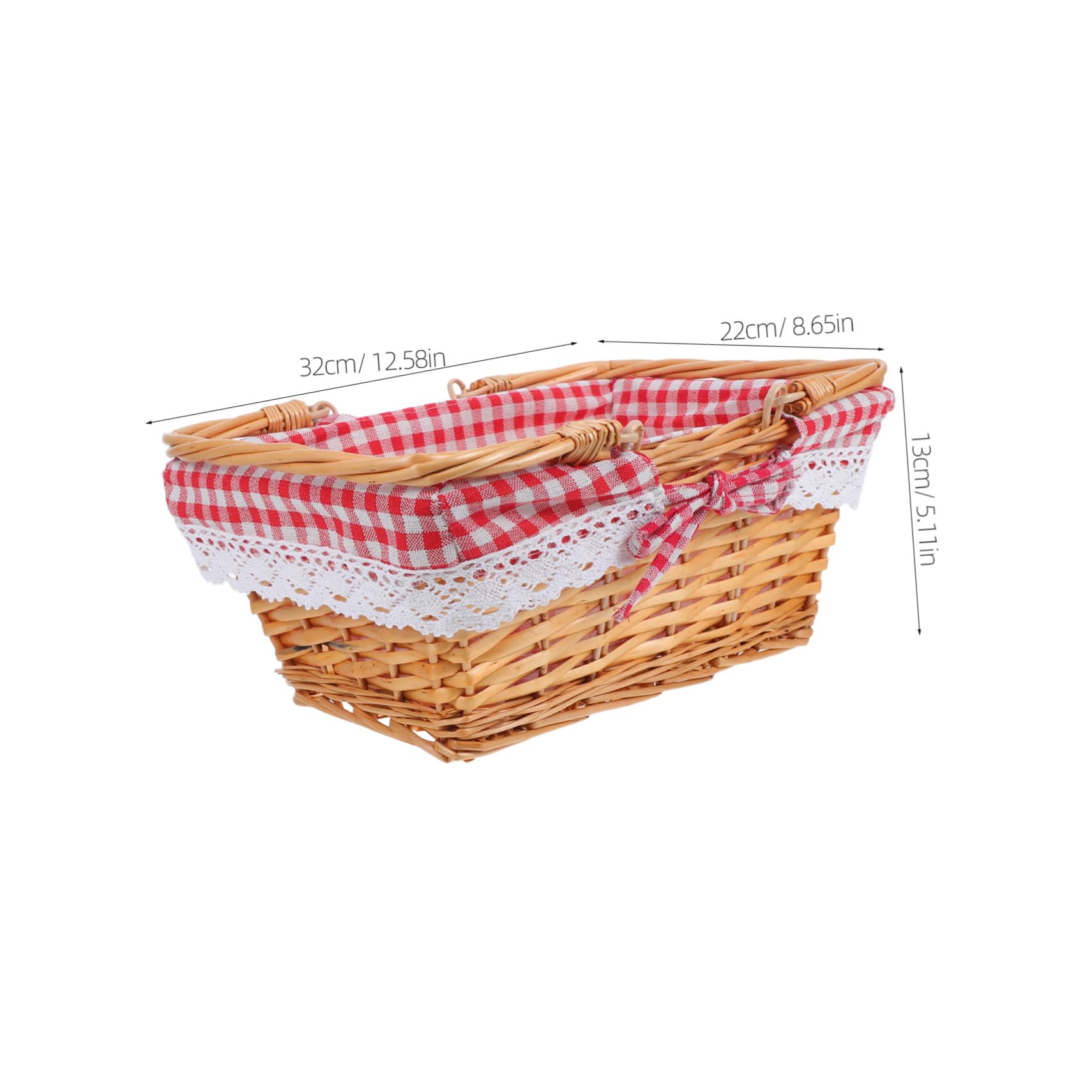 Cabilock Willow Wicker Bread Basket Rectangular Food Serving Tray with Liner for Fruits Vegetables Countertop Organizer for Home Restaurant Easy to Clean Ample Storage