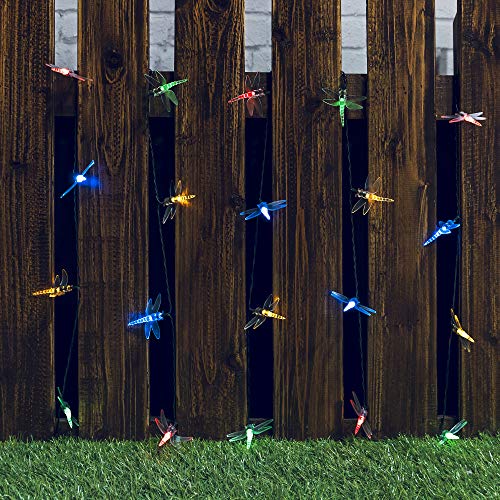 Shinymolly Dragonfly Solar Lights Outdoor, 2Pack 19.6Ft 30 Led Dragonfly Decorative String Lights, 8 Modes Solar Powered Fairy Lights For Patio Garden Yard Fence Wedding Christmas Party, Multicolor #TOP2