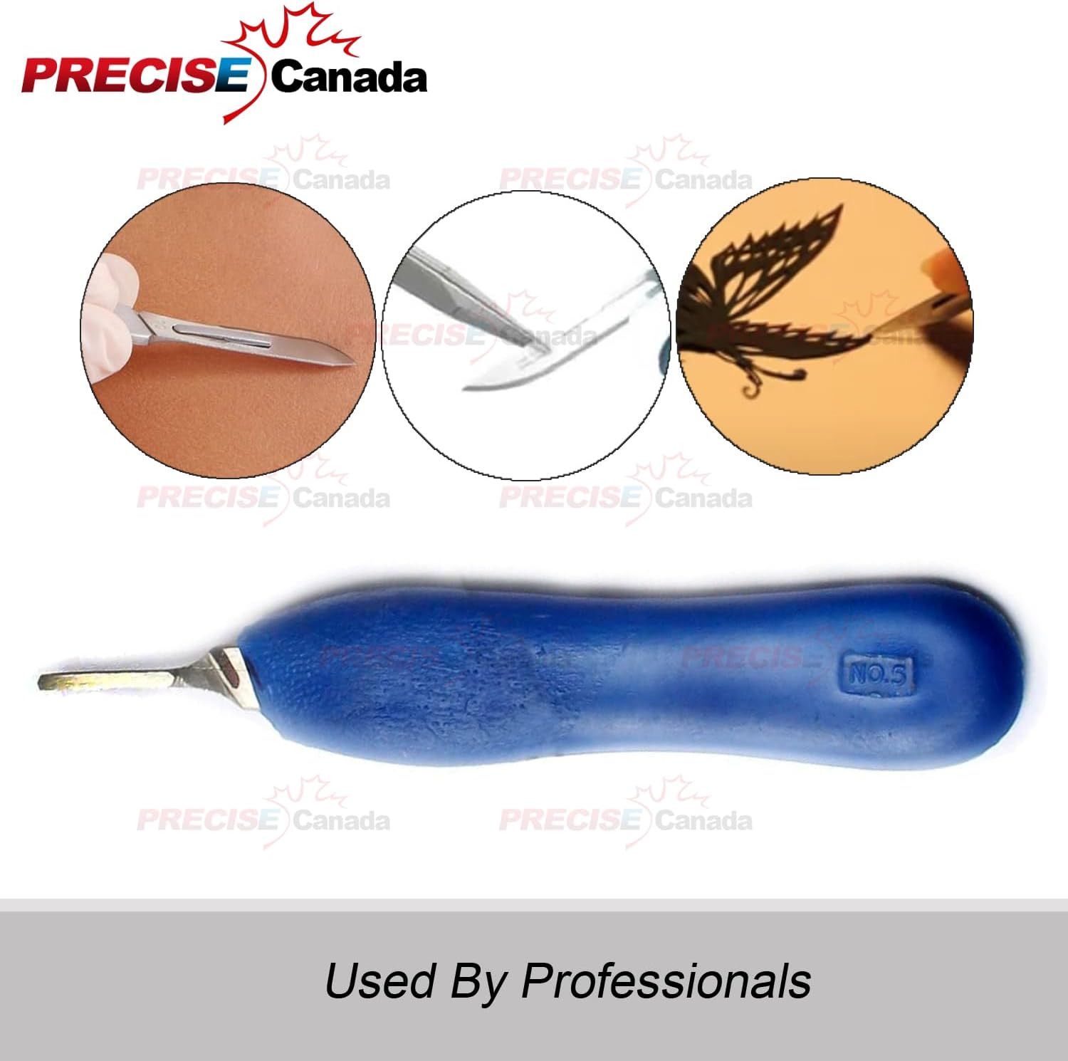 Box of 100 Pieces Carbon Steel Scalpel Blade #12 With Free Handle # 5 Blue Color Plastic Handle