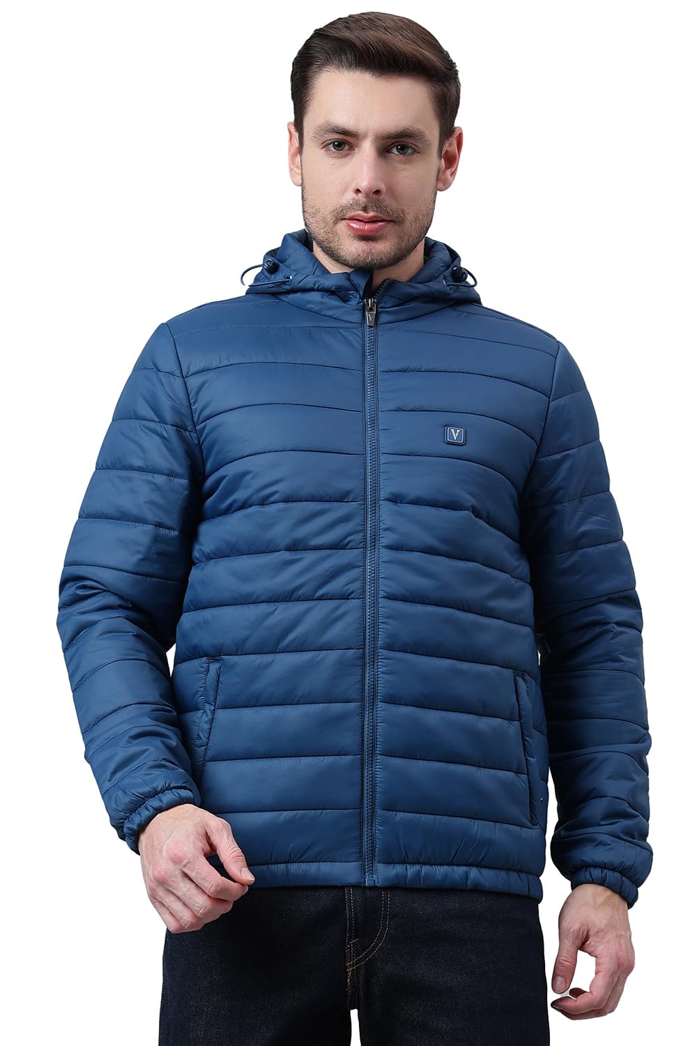 van heusen Men Solid Quilted Jacket - High Neck, Zip Front, Full Sleeves-picture-43