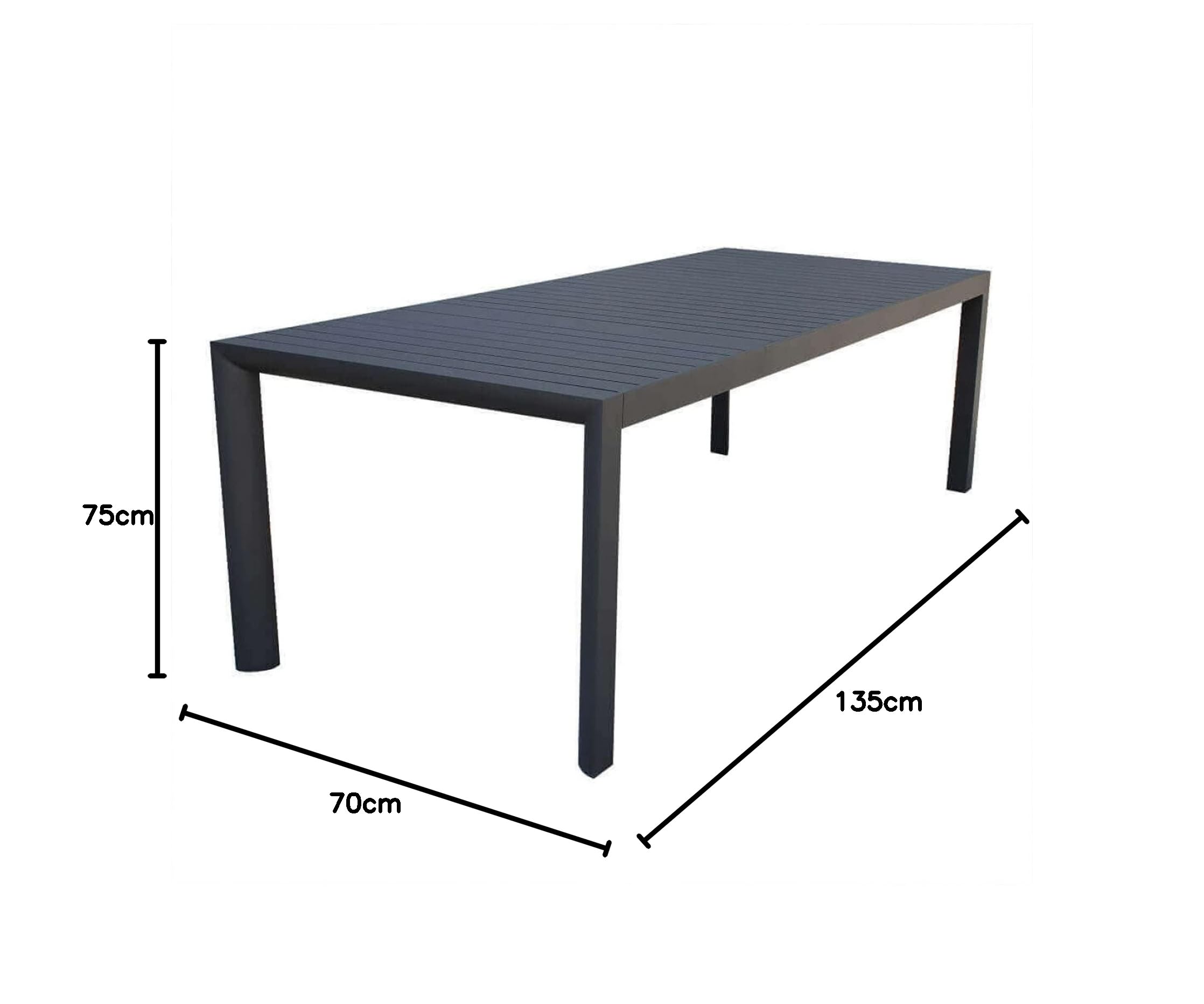 Decor Space Tavolo allungabile Sydney in alluminio Antracite telescopico per esterno (135-180 cm/Tavolo)
