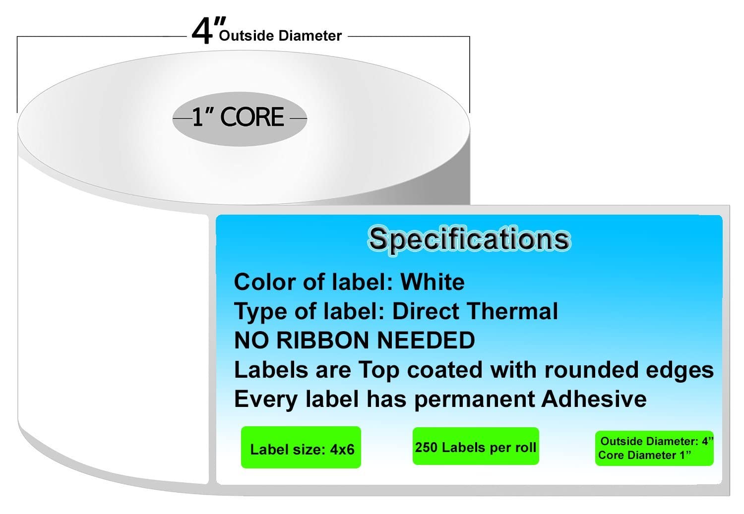 Amazon.com : Zebra LP2844 Direct Thermal Labels - 4x6 - 2