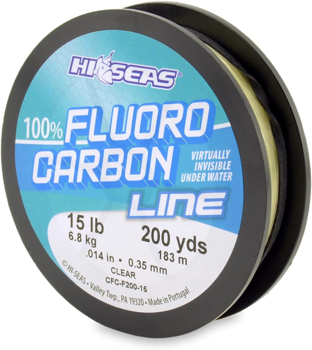 Hi-Seas 100% Fluorocarbon Fishing Line Clear - Strong & Tough Fishing Leader Line, Sinks Faster Than Monofilament Fishing Line. Available in 6lb, 8lb, 10lb, 12lb, 15lb, 20lb, 25lb Test