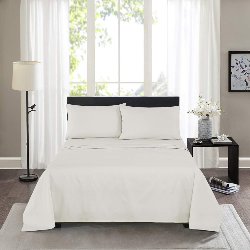 Twin Size Percale Bed Sheets, 200 Thread Count Cotton Polyester Blend Sheet Set,Wrinkle Free,Breathable,Crisp Refreshing Feeling, 60 Cotton 40 Polyester Cotton Rich Sheets 3 PC(Ivory,Twin) - Image 7