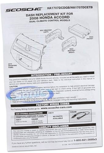 Miniatura 2 de Scosche HA1707DCDGB Compatible con Honda Accord 2008-12 Dual-Climate Control ISO Doble DIN y DIN+Pocket Dash Kit Dk Gray