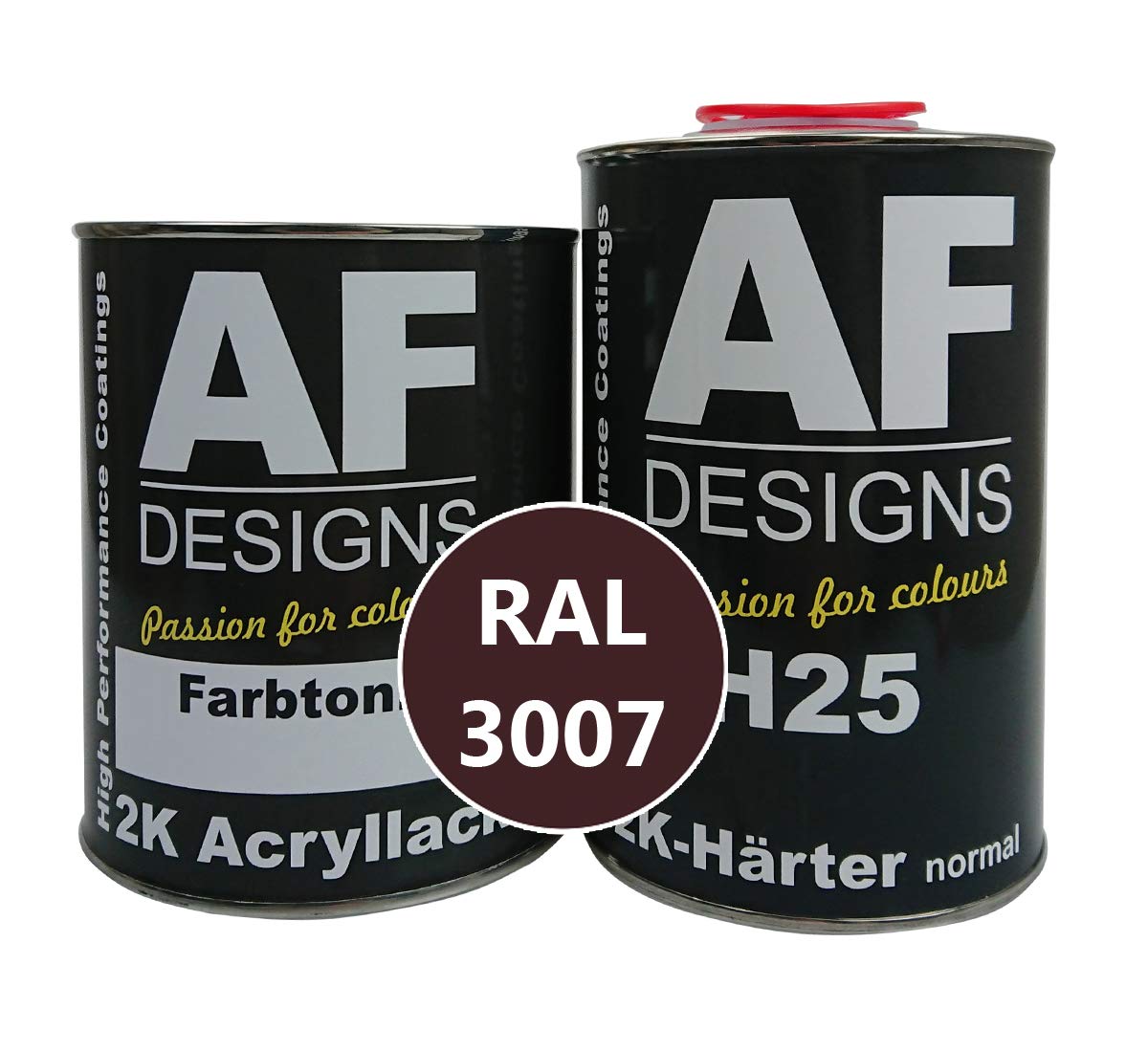 Alex Flittner Designs 2K akrylowy lakier samochodowy 4,5 kg zestaw RAL 3007 czarny czerwony błyszczący z utwardzaczem
