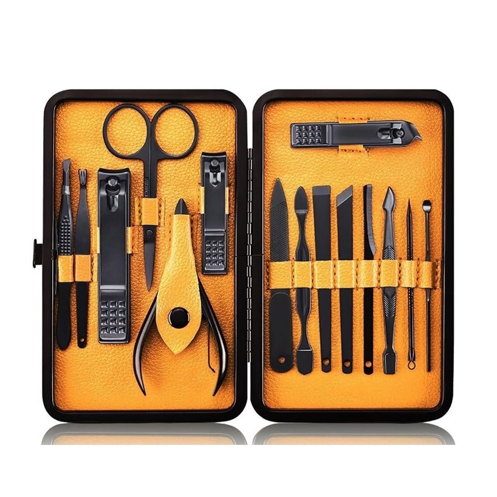 SBCGFY Nail Clippers, Stainless Steel Nail Clipper Set,15pcs Manicure Pedicure Kit for Travel Nail Kit,Yellow