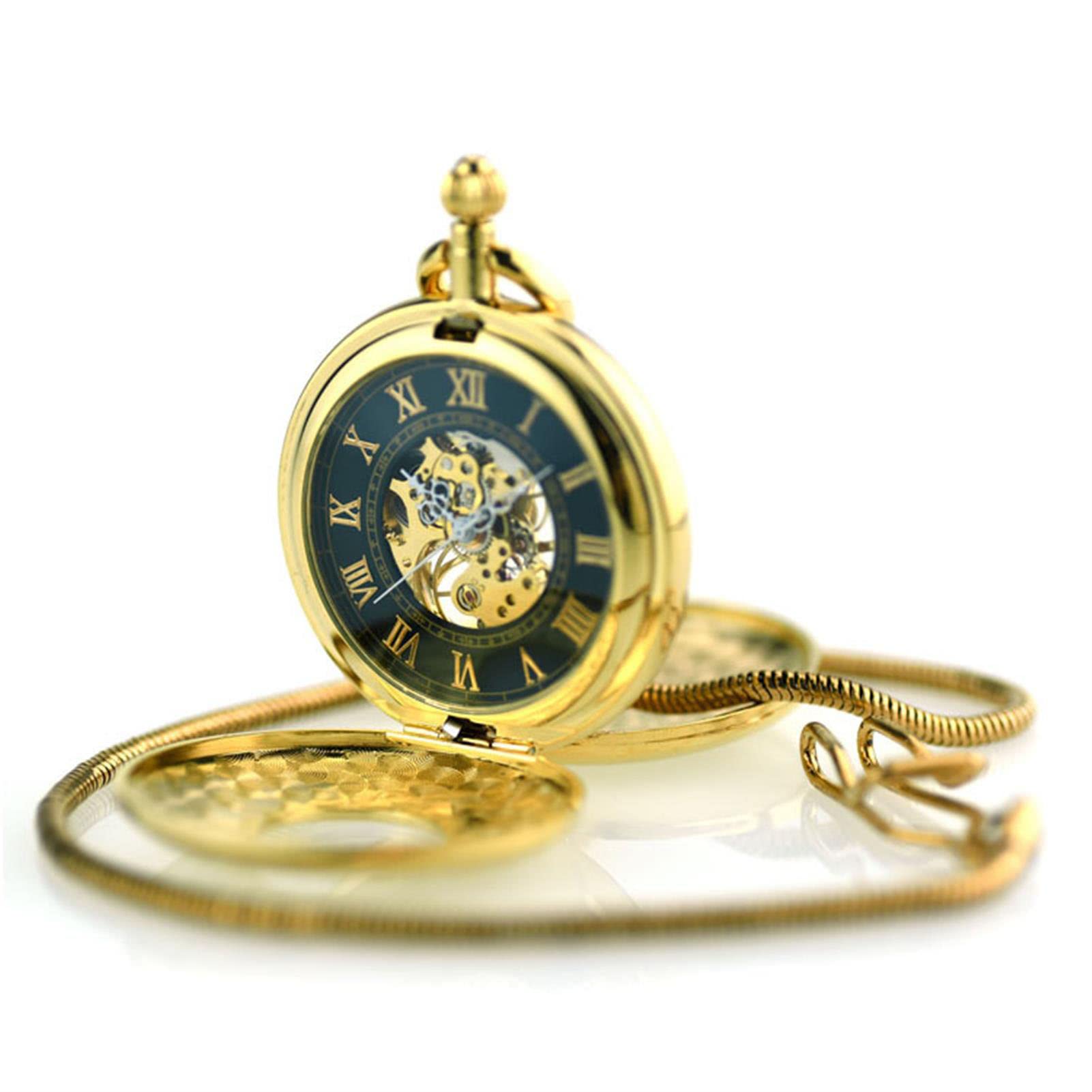 Relojes de Bolsillo, Cobre Puro Doble Apertura Flor Tallada Solapa Colgante Reloj números Romanos Regalos para