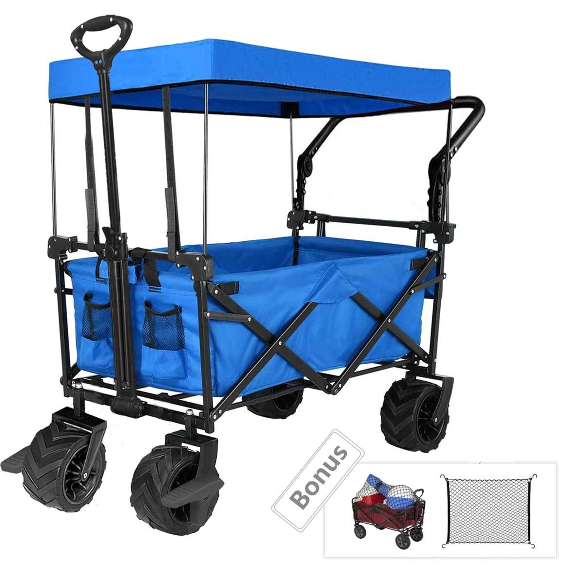 Tintonlife Push and Pull Collapsible Utility Wagon, Heavy Duty Folding