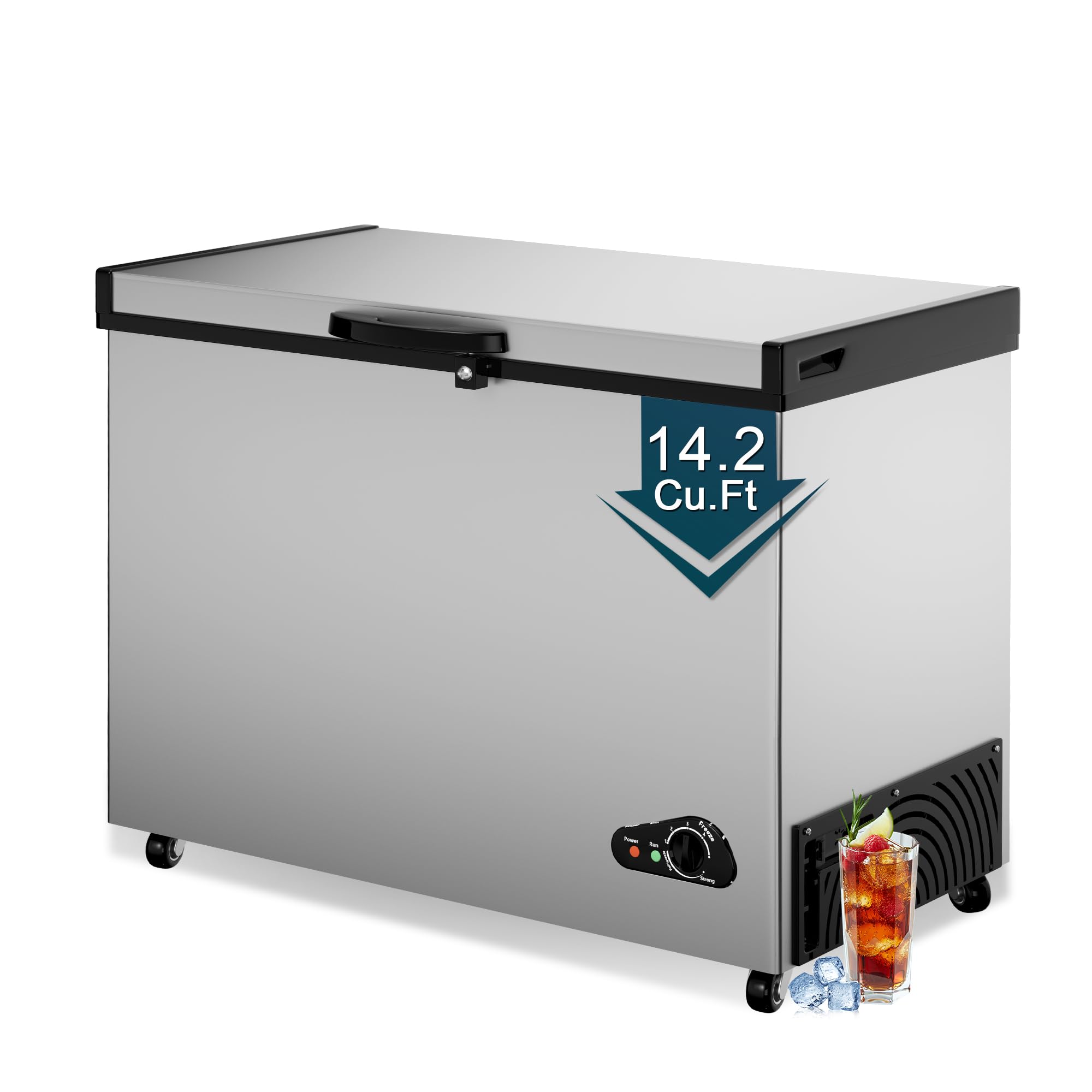 Gshop FLG-400Q-SILVER 14.2 cu ft Chest Freezer Silver