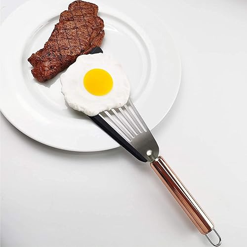 Miniatura 3 de TENTA TENTA KITCHEN Espátula ranurada Espátula flexible de acero inoxidable con parte superior de silicona, espátula ranurada de borde suave con