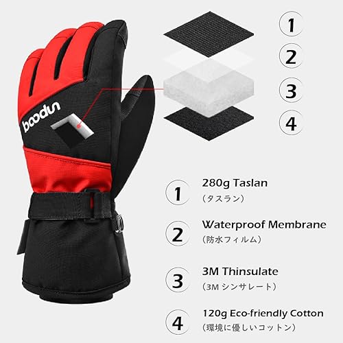 Miniatura 3 de TRIWONDER Guantes de esquí para niños y niñas, para invierno, para clima frío, resistente al viento, cálidos, para snowboard y deportes