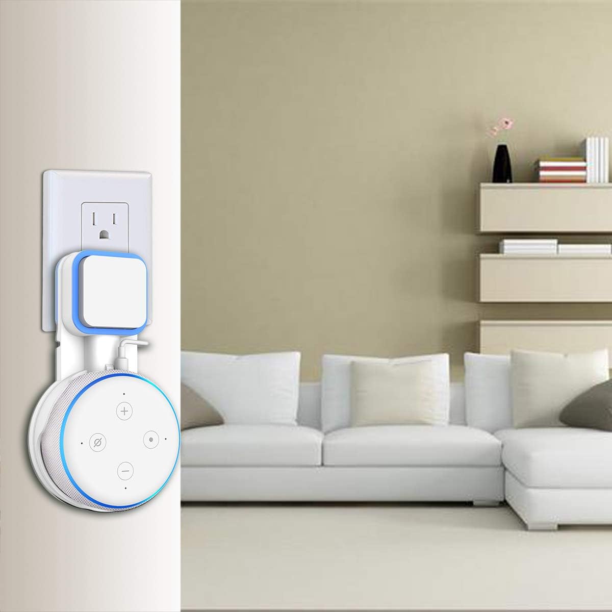 SPORTLINK Echo Dot (3rd Gen) Wall Mount, No Muffled Sound, Exposed Speaker, Hides The Long Cord (White - 2 Pack)