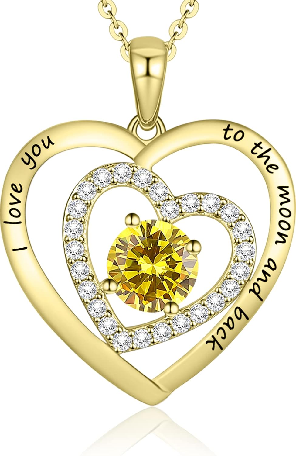 JD & P Sterling Silver Heart Necklace for Women, Cubic Zirconia Birthstone Necklace for Her, Gift Ideal for Wife Girlfriend Mom