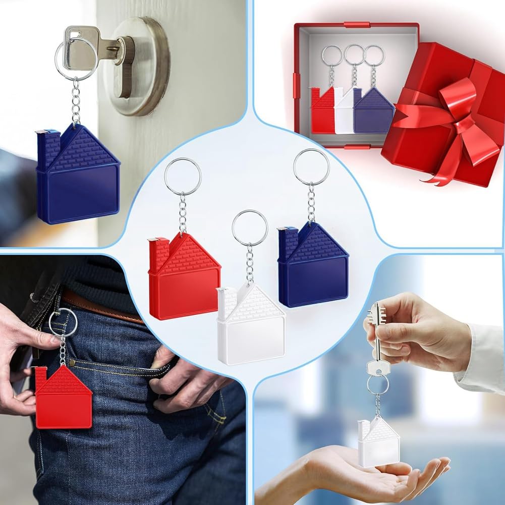 30 Pcs House Shape Tape Measure Keychains 1m/3ft Real Estate New House Gifts Closing Gifts for Home Buyer