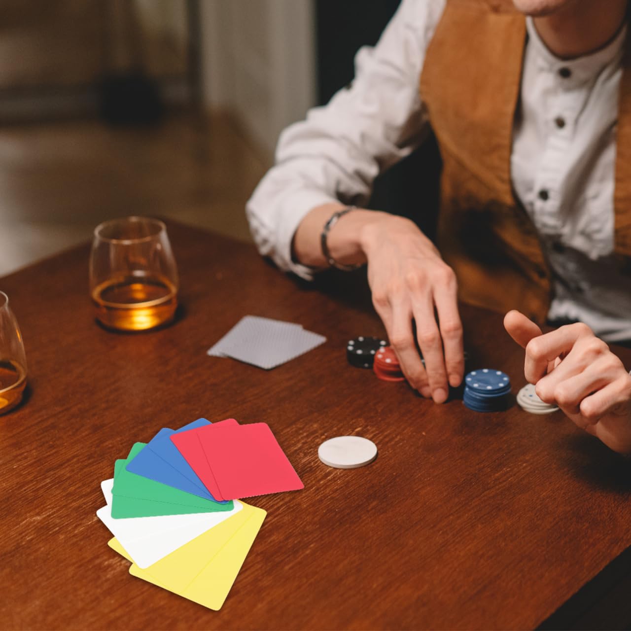 DECHOUS 10Pcs Poker Cut Cards 5 Colors Bridge Size Cutting Cards for Poker Parties Blackjack Home Games, Assorted Color, 8.7x6.4cm - Image 2