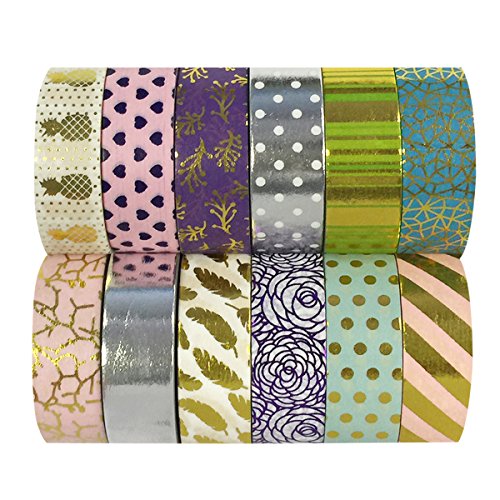 allydrew Washi Tapes Decorative Masking Tapes, Set of 12, ADSET61