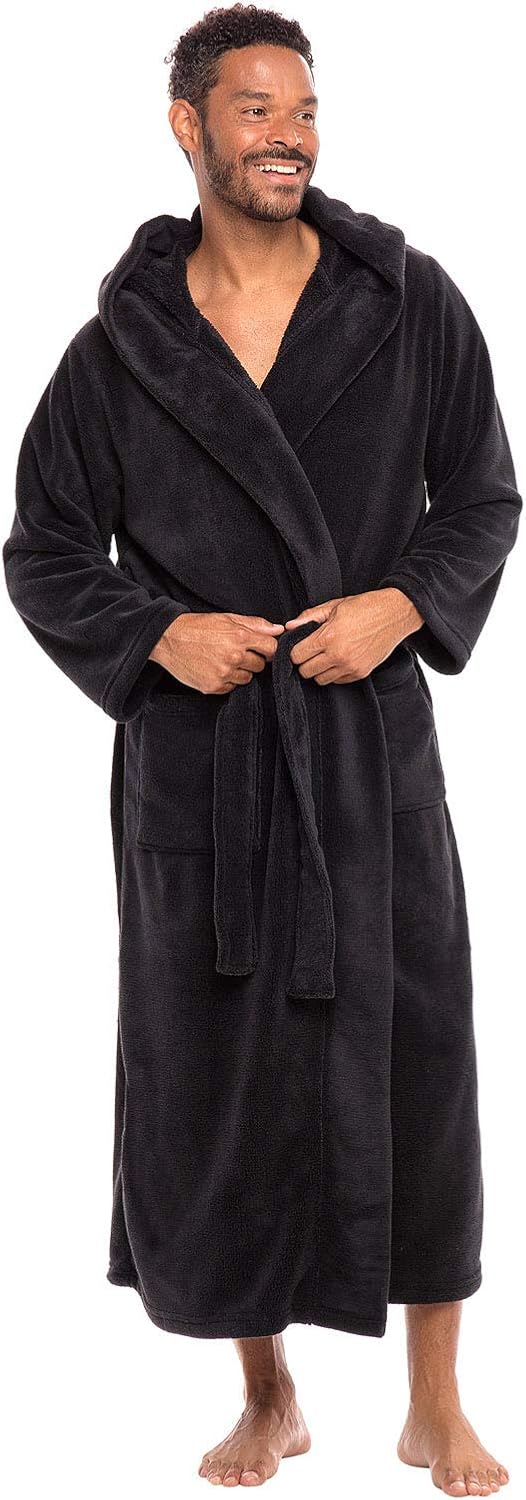 Alexander del rossa men's fleece long hooded bathrobe Clearance