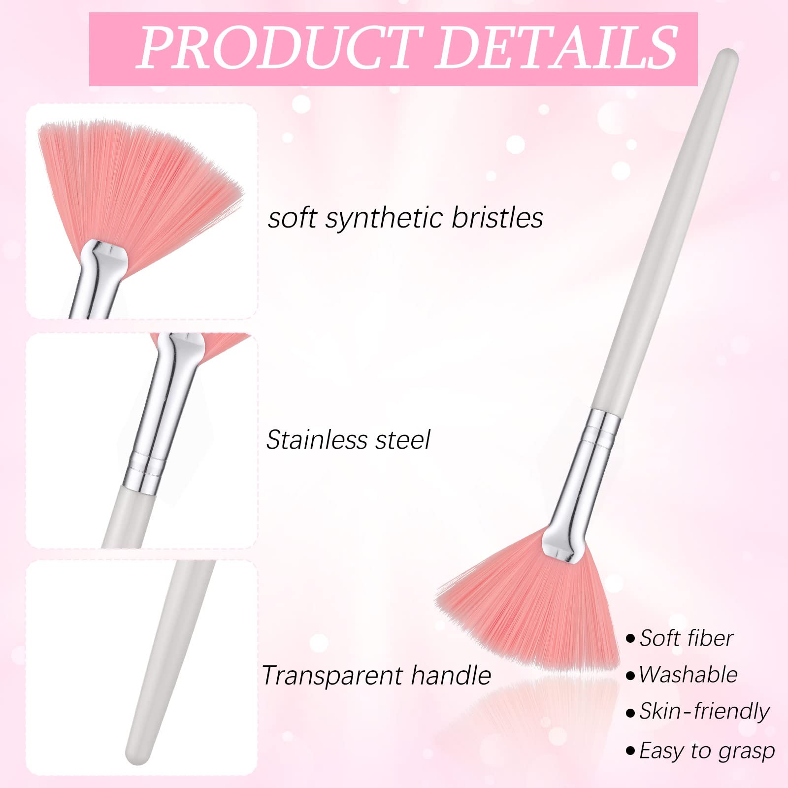 60 pennelli per il trucco del viso morbidi pennelli per il viso cosmetici applicatore strumenti con manico comodo per evidenziatore, maschere per blush, ombretto, crema di fango, rosa