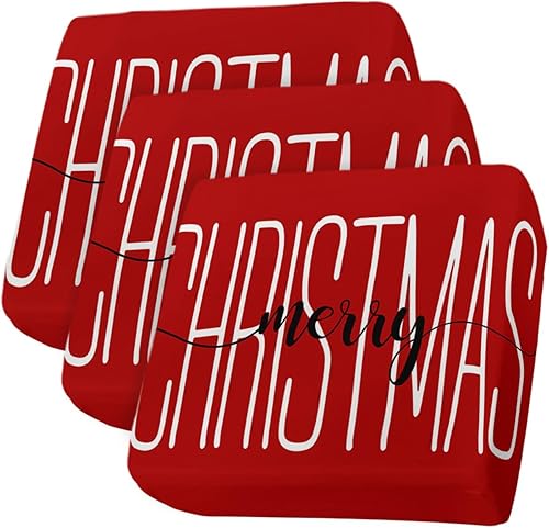 Fundas de cojín elásticas para sofá, seccional, individual, en forma de L, T, con parte inferior elástica, color rojo, invierno, Navidad,