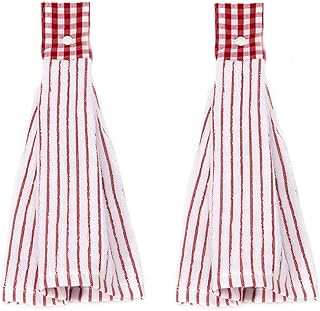 2 Pcs Kitchen Cotton Classical Striped Towel/Absorbent Towel/Hanging Towels/Hand Towel,Red Stripes