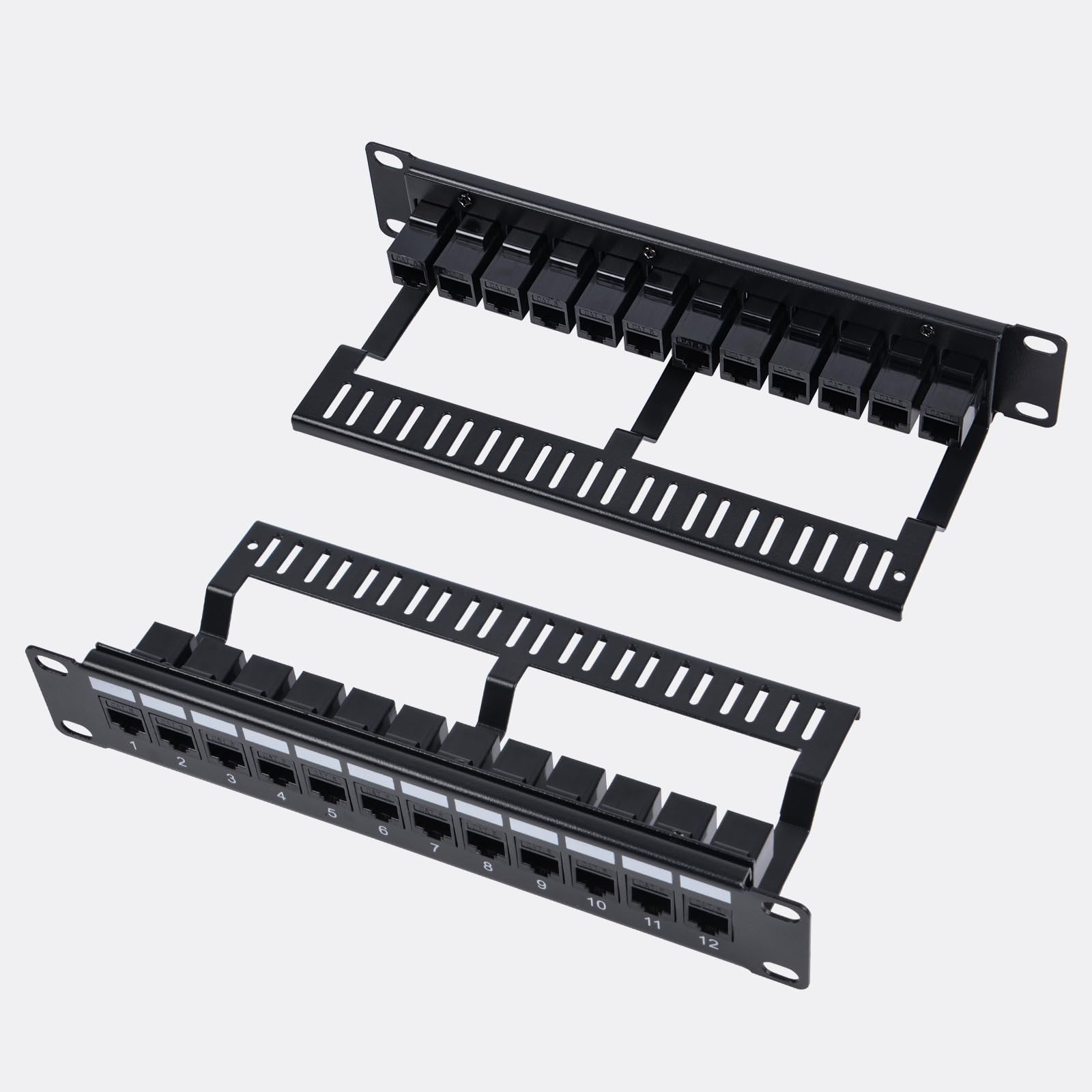 GeeekPi Panneau de brassage 12 ports Cat6, panneau modulaire à montage en rack 1U avec coupleur Keystone et gestion des câbles pour DeskPi RackMate T1/T0/T2/T0 Plus/T1 Plus, rack serveur et armoire