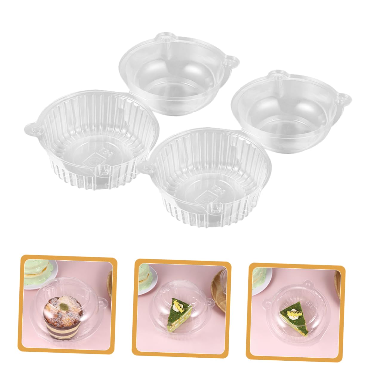 GRIRIW Cat Head Shape Packing Boxes 100pcs Plastic Containers for Mini Cakes Desserts