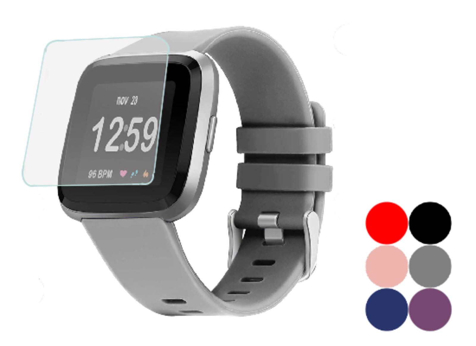 Hiramak Replacement Strap Compatible with Fitbit Versa 1, 2, Grey, L-XL