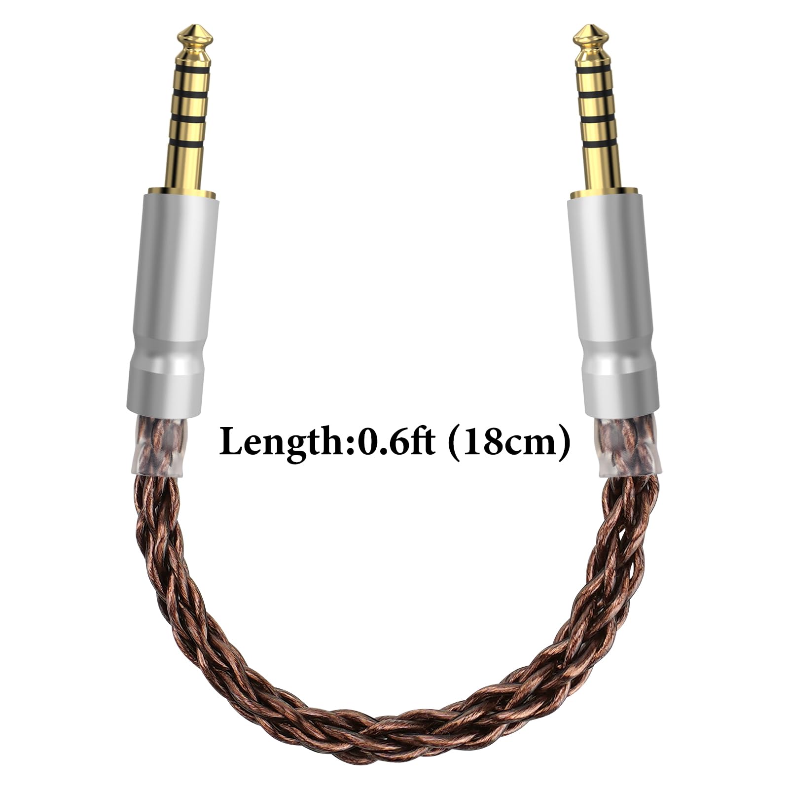 Geekria Apollo 4.4mm Balanced Cable, Single Crystal Copper 5 Pole Male to Male Upgrade Cord, 8 Strands 6N OCC, Compatible with iFi DAC, Amplifier, Music Player (18cm)