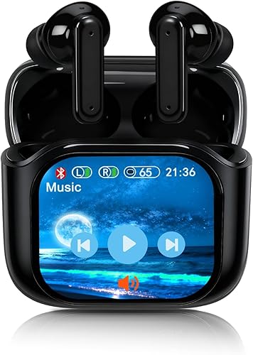 Auriculares inteligentes con pantalla táctil, auriculares de pantalla táctil, auriculares inalámbricos Bluetooth 5.4, auriculares táctiles con