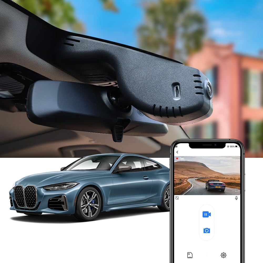 Fitcamx Dashcam Voiture Compatible avec BMW 4 Series M4 M440i G22 G23 G26 G82 G83 2020-2024 (HD2-6308), OEM Dashcam 4K 2160P UHD WiFi, G-Senseur, Enregistrement en Boucle, Plug & Play, WDR,Carte 64 Go