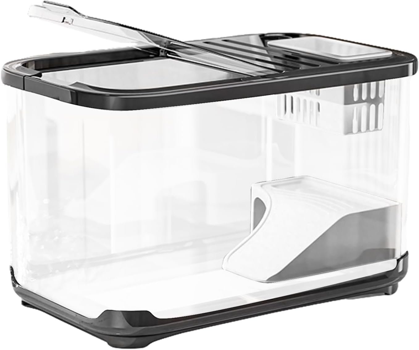 Aquarium Kits, Fish Aquarium Ventilation Holes -Aquariums Starter Kits Ventilated with Stairs Aquatic Life Turtle Shrimp Habitat for Plant Decor Gravel Sand Saltwater Landscaping