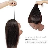 Vista 2 de FABA Cabeza de maniquí de cabello 100% real con pelo marrón oscuro, cabeza de muñeca de 20 a 22 pulgadas, cabeza de práctica de maniquí