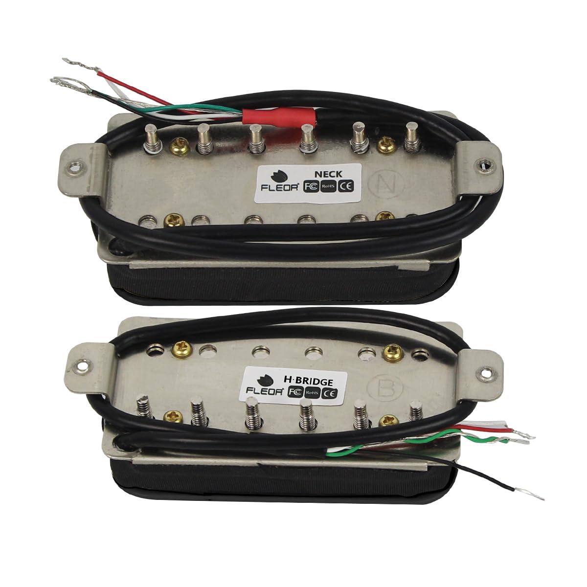 FLEOR Alnico 5 klassischer Ton Humbucker-Tonabnehmer-Set Hals- und Steg-Tonabnehmer 14-15k für E-Gitarre, Schwarz