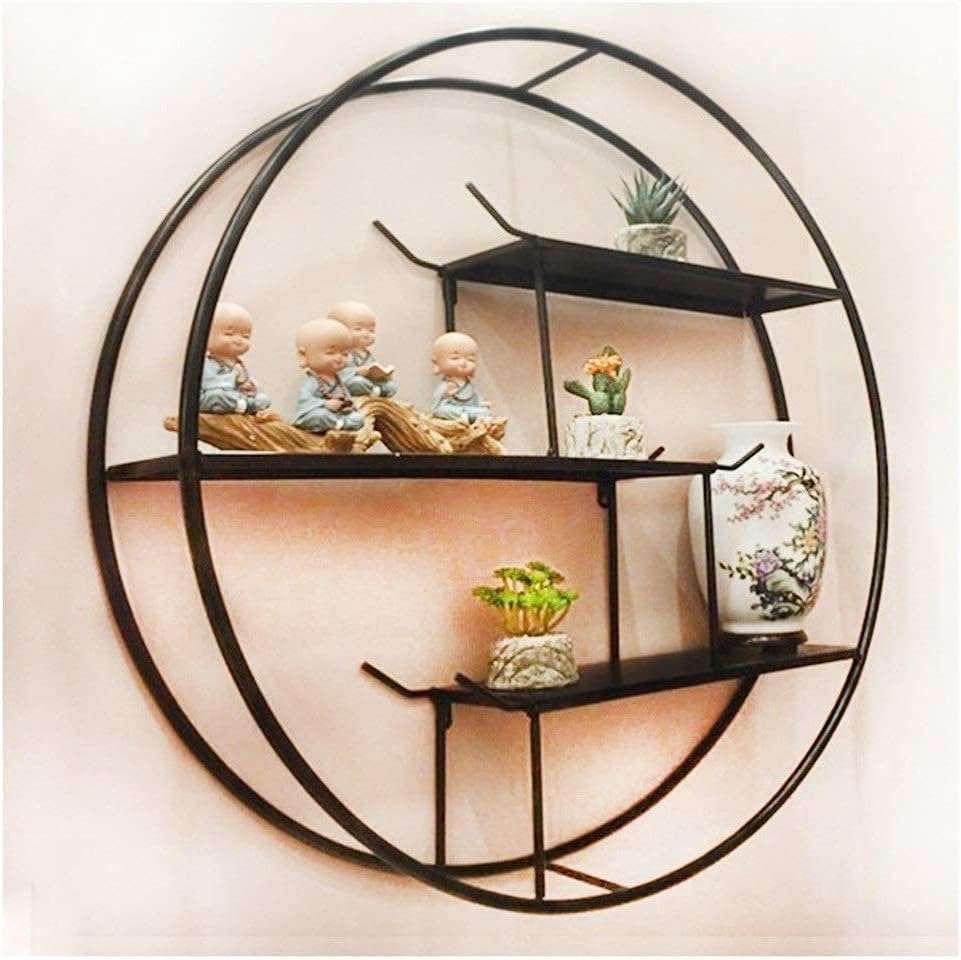 Exquisite Bathroom Shelves Wall Ledges,Home Living Room Wall Decoration,Dining Room Wrought Iron Multi-Layer Wall Mount,Nordic Minimalist Round Shelf(4-80Cm in Diameter)
