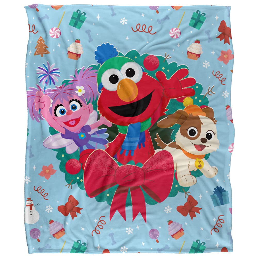 Sesame Street Furry Friends Forever Elmo Abby Wreath Kids Silky Touch Blanket, 152 x 127 cm - Image 2