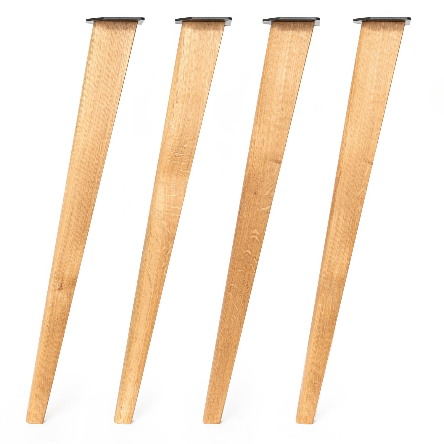 [HLC] 4 x Tapered Oak Table Legs – Solid Oak Wood – Precision Crafted for Dining Tables, Desks, and Furniture Projects – Smooth Finish with Free Screws Included, 34cm [Counter, Hard Wax Oil]