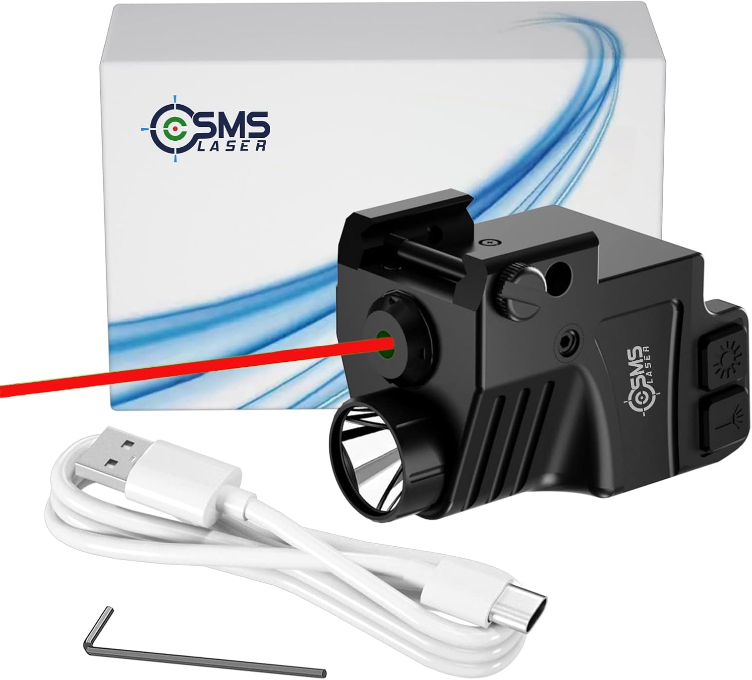 XK64 550 Lumens Tactical Weapon Gentle with Inexperienced/Purple Laser Combo, Pistol Gentle Matches Picatinny Rail and GL Rails, Kind-C USB Rechargeable, Compact Flashlight Laser Beams