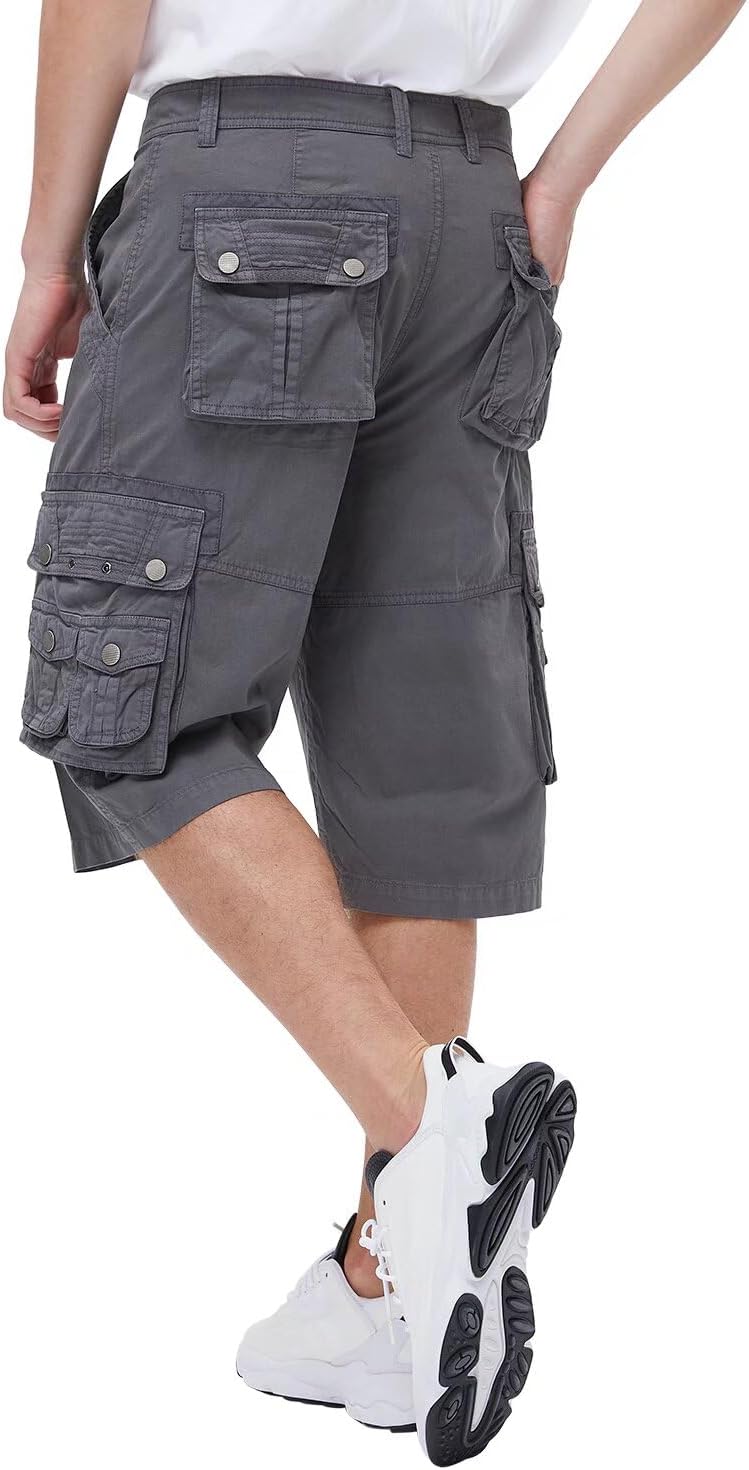 BEST SOUTH Men's Capri Long Twill Cargo Shorts Below Knee 13 Inches Cotton Relaxed Fit Casual Multi-Pocket - Image 4