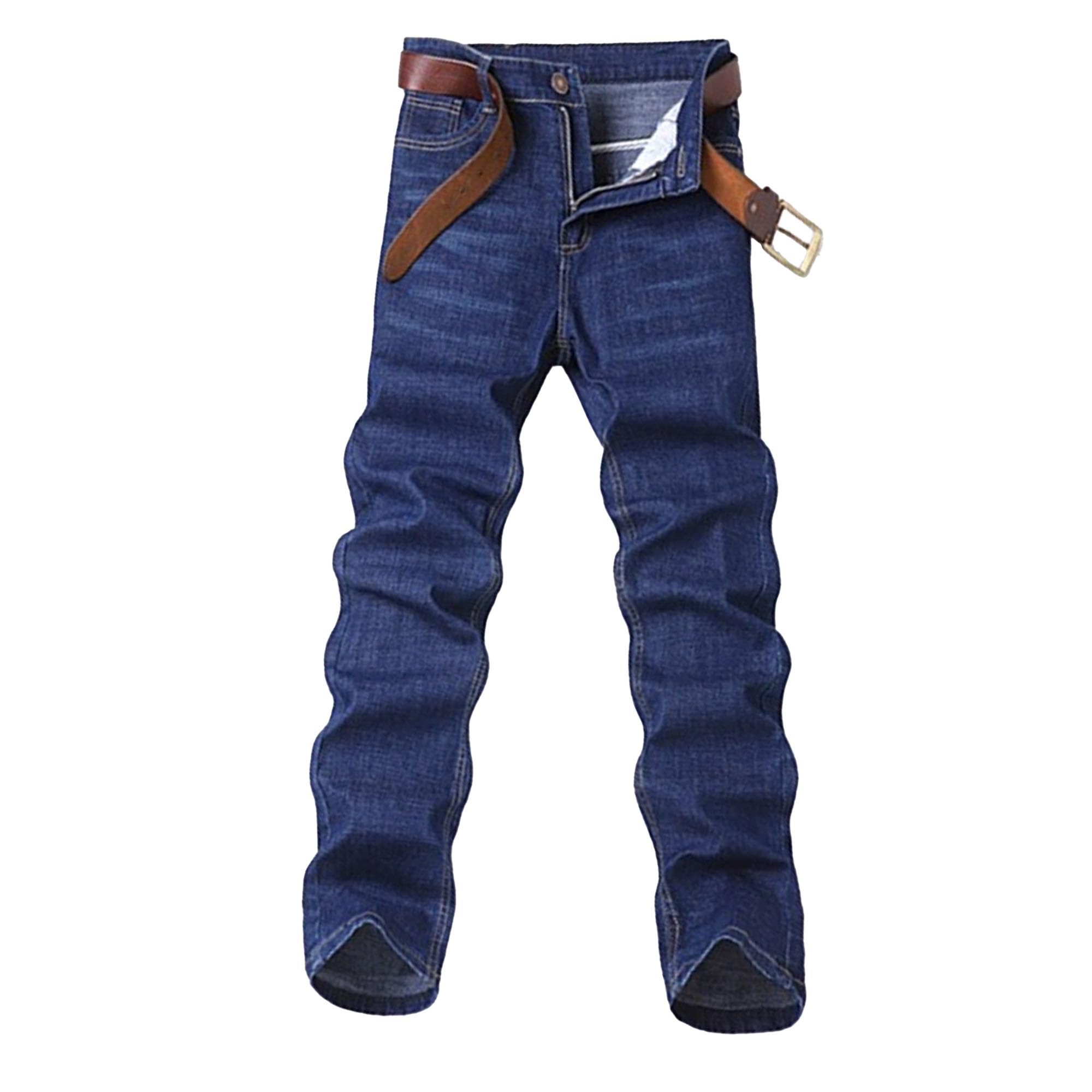 Men's Classic Relaxed Fit Jean Lightweight Straight Leg Washed Denim Jeans Retro Distressed Loose Fit Jean Pants