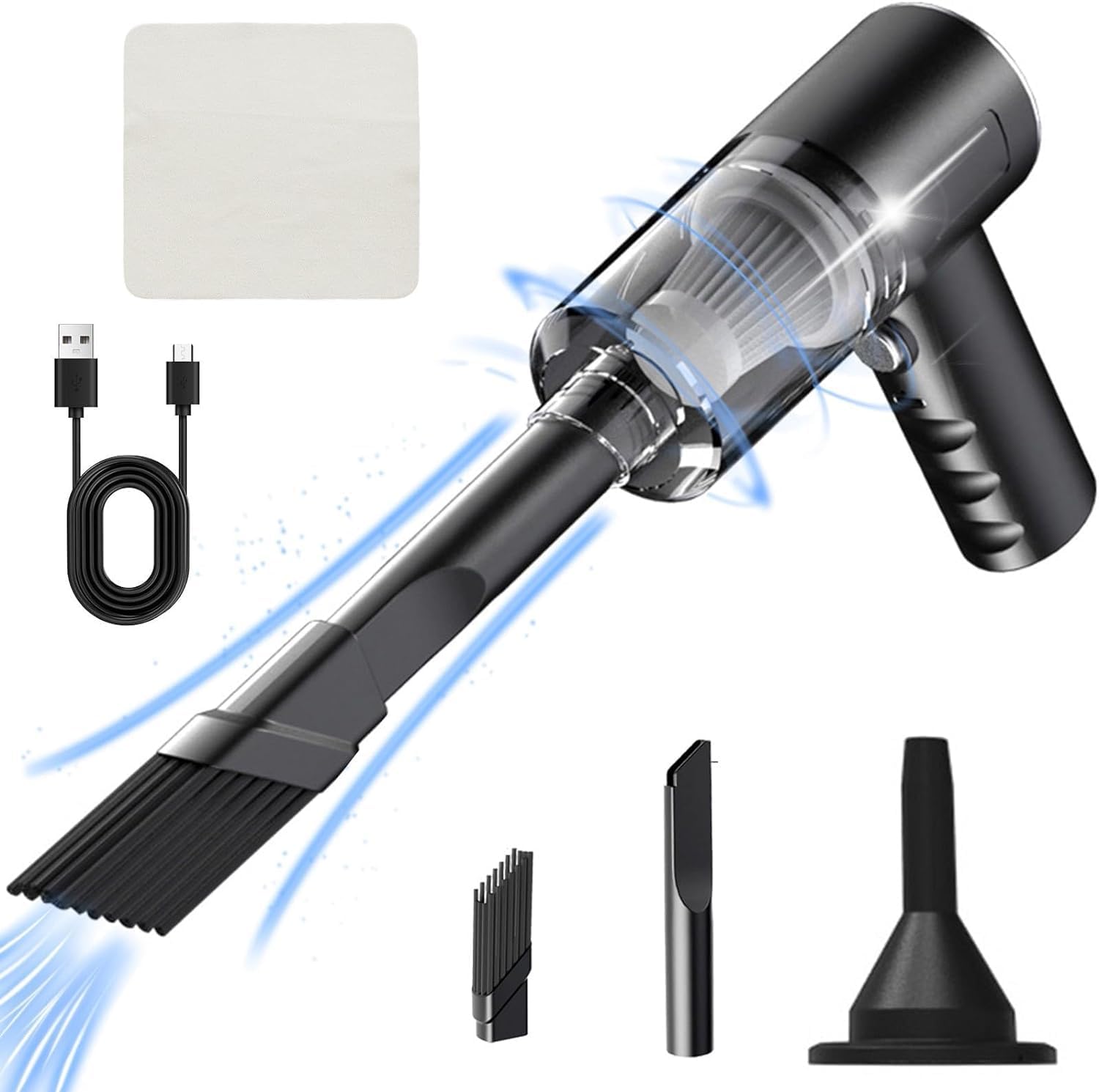 Handheld Car Vacuum Cleaner, 120W Powerful Mini Car Vacuum with USB, Portable, Wireless, Folding Design, Washable Filter, Multifunctional Accessories