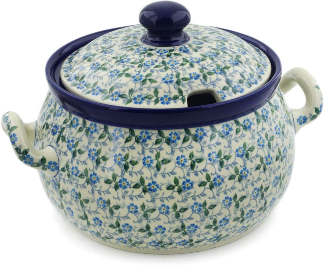 Polmedia Polish Pottery Tureen - Summer Wind Pattern Handmade in Boleslawiec Poland by Ceramika Artystyczna + Certificate of Authenticity