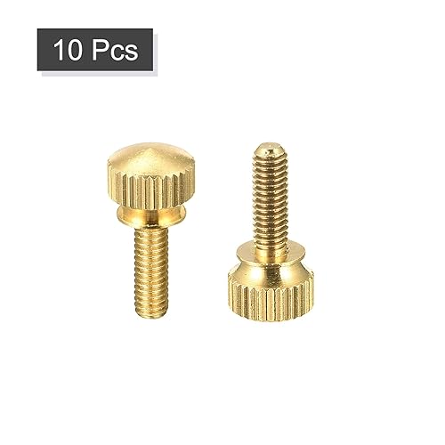 Miniatura 34 de uxcell 5 tornillos moleteados para el pulgar, pernos de hombro de latón M5 x 0.472 in, perillas de agarre escalonadas para PC, electrónicos