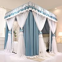 Vista 12 de Dosel de cama de princesa de 4 esquinas y linda mosquitera para cama de niñas, dormitorio de adultos, habitaciones de niños; cortina de mosquitero